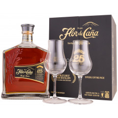 Flor De Cana 25 Ani Centenario Cu 2 Pahare 0.7L