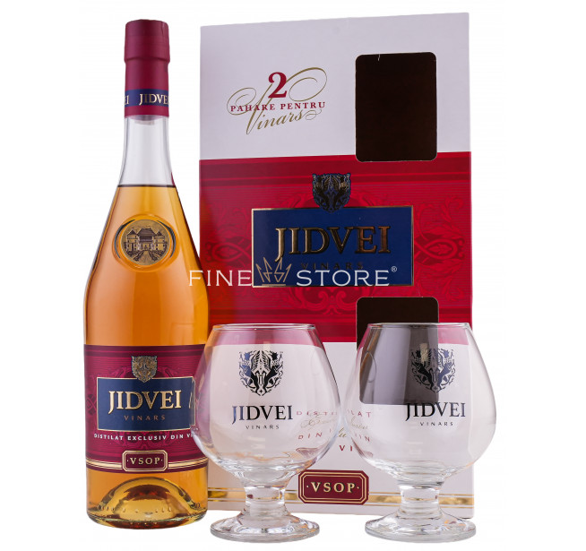 Jidvei Vinars VSOP cu 2 Pahare 0.7L