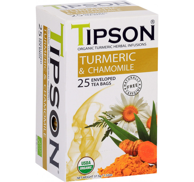 Ceai Tipson Organic Turmeric & Chamomile 25 Pliculete