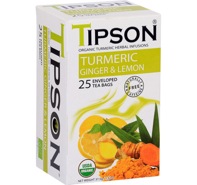 Ceai Tipson Organic Turmeric Ginger & Lemon 25 Pliculete