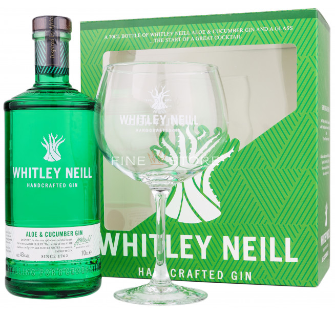 Whitley Neill Aloe Vera Si Castravete Gin Cu Pahar 0.7L