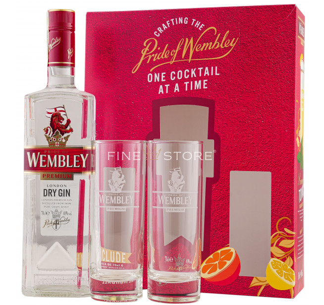 Wembley Dry Gin cu 2 Pahare 0.7L