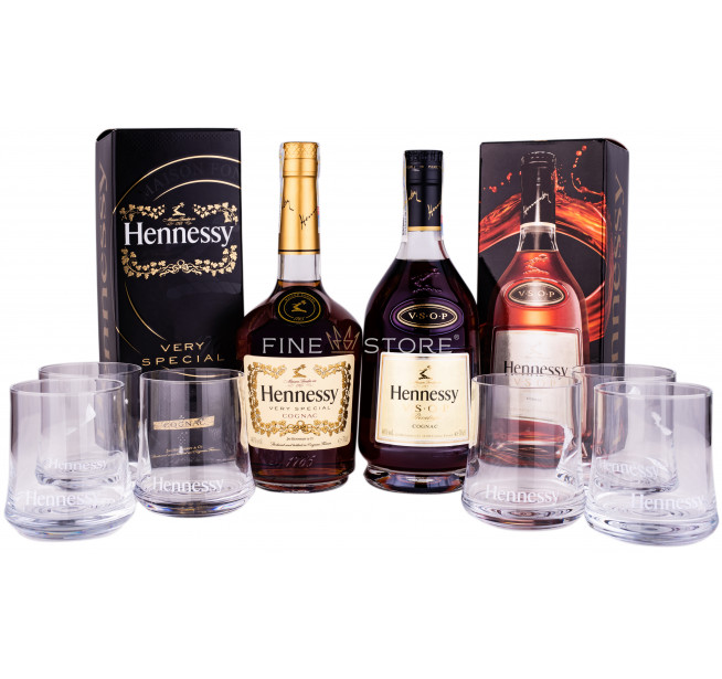 Pachet Hennessy VS & VSOP Privilege 0.7L cu 6 Pahare