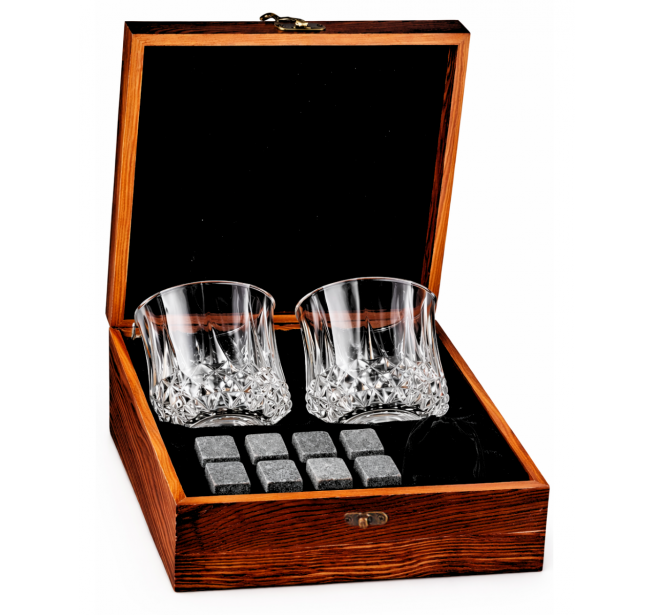 Set pahare de Whisky True Legend în cutie de lemn
