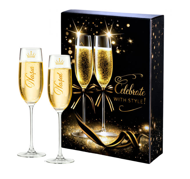 Set de pahare pentru șampanie Nașul și Nașa
