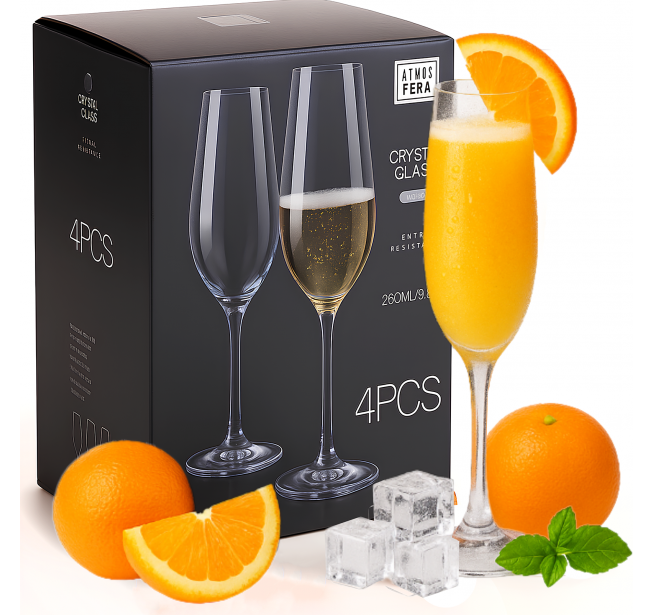 Set 4 pahare cristal sampanie Atmosfera