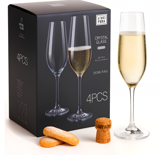 Set 4 pahare cristal sampanie Atmosfera