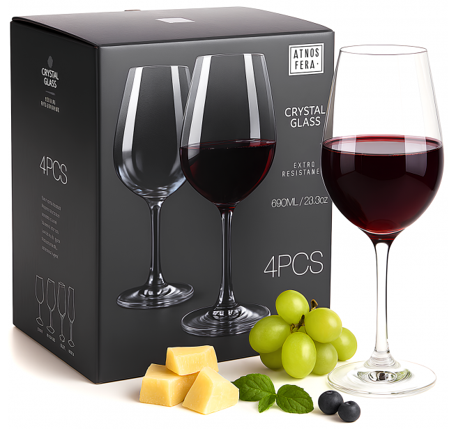 Set 4 pahare cristal vin rosu Atmosfera
