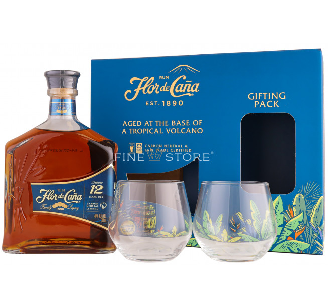 Flor De Cana 12 Ani Cu 2 Pahare 0.7L