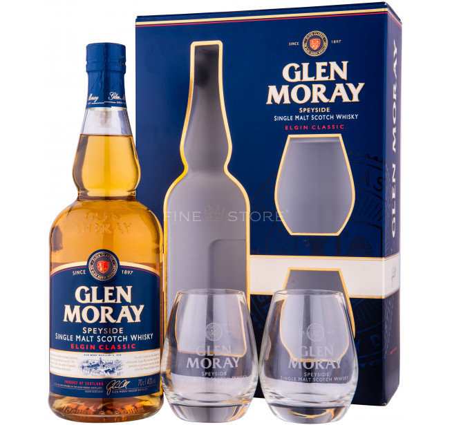Glen Moray Classic cu 2 Pahare 0.7L