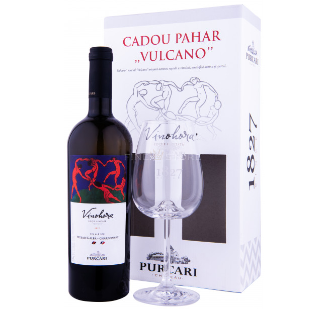Purcari Vinohora Alb Feteasca Alba & Chardonnay cu Pahar 0.75L
