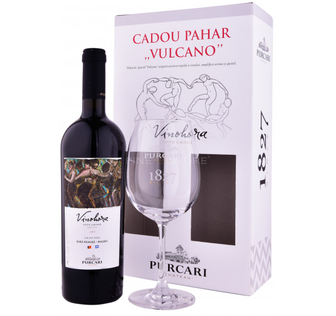 Purcari Vinohora Rosu Rara Neagra & Malbec cu Pahar 0.75L