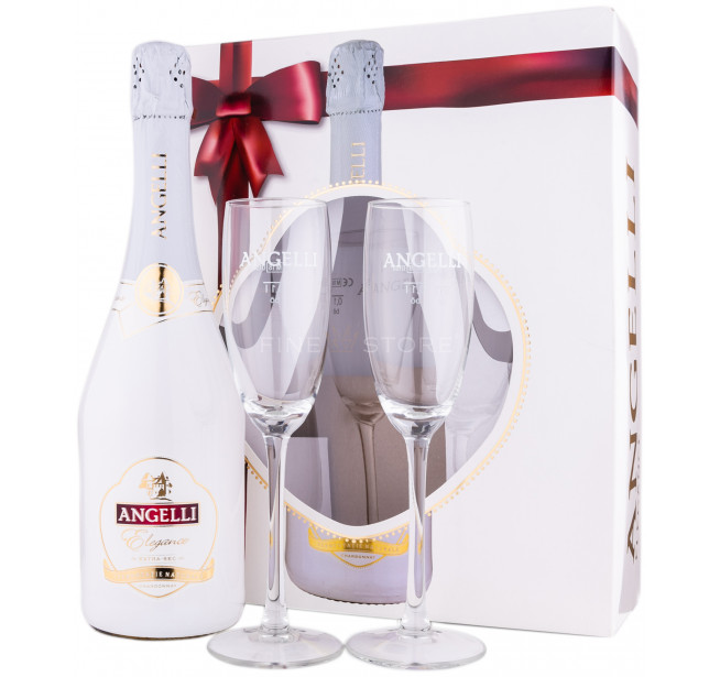 Angelli Elegance Chardonnay Extra Sec cu 2 Pahare 0.75L